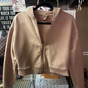 SKIMS Camel Zip-Up Crop Hoodie